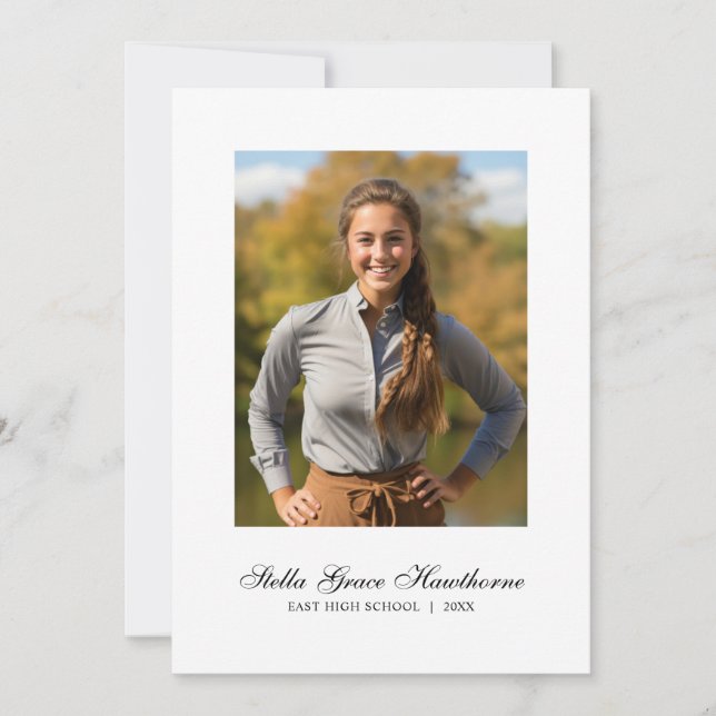 Minimal Elegant Script Photo Graduation Meddelande (Framsida)