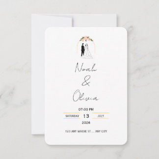 Minimal Elegant Script Wedding Invitation Inbjudningar