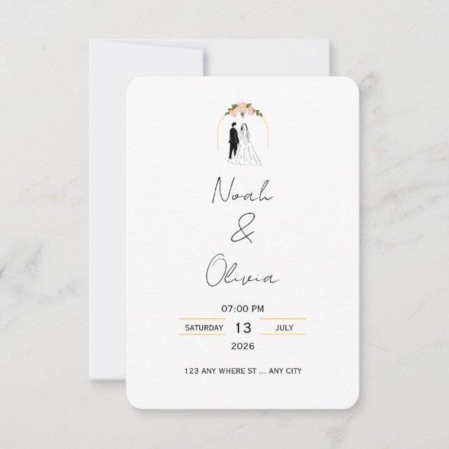 Minimal Elegant Script Wedding Invitation Inbjudningar (Framsida)