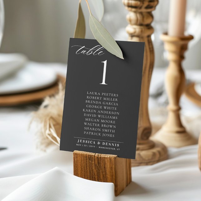 Minimal Elegant Script Wedding Table Seating Card Inbjudningar (Skapare uppladdad)