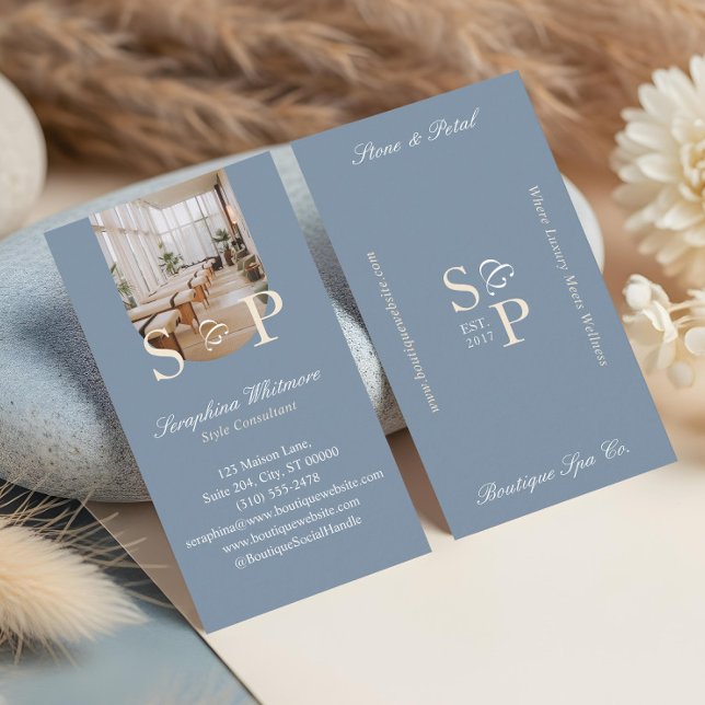 Minimal Elegant Simple Monogram Stylish Arch Photo Visitkort (Minimal Elegant Simple Monogram Stylish Arch Photo Business Card)