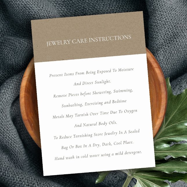 Minimal Elegant Soft Kraft Ivory Jewelry Care Visitkort (Skapare uppladdad)