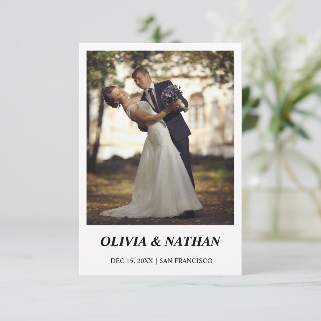 Minimal Elegant Text & Photo Design / Wedding  Spara Datumet (Stående Fram)