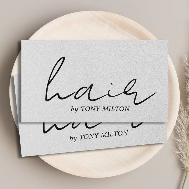 Minimal Elegant Texture Grey Bold Hair Salon Visitkort (Skapare uppladdad)