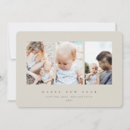 Minimal Elegant tre foto Gott nytt år Julkort