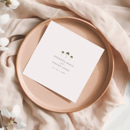 Minimal Elegant Tropical Palm Tree Wedding Pappersservett