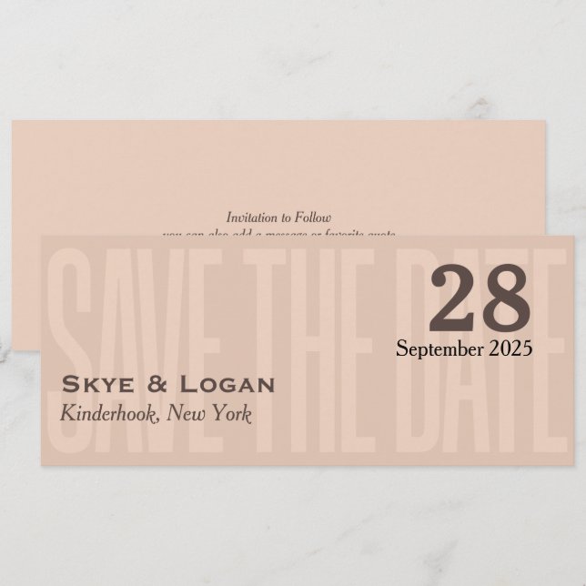 Minimal Elegant Typografi, mocha Slim Spara Datumet (Fram/baksida)
