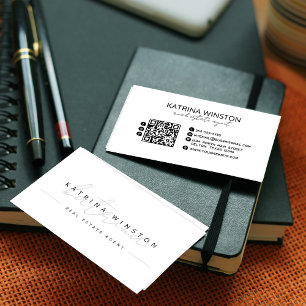 Minimal Elegant Typografi QR-kod Social-media Visitkort