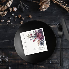 Minimal Elegant Vattenfärgsfärg Blommigt Bröllop N Pappersservett