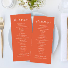 Minimal Elegant Verona Sunset Bröllop Food Menu Meny