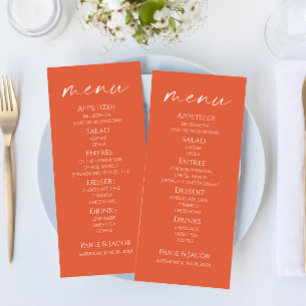 Minimal Elegant Verona Sunset Bröllop Food Menu Meny