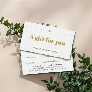 Minimal Elegant Vita Faux Guld Line Heart Beauty Visitkort