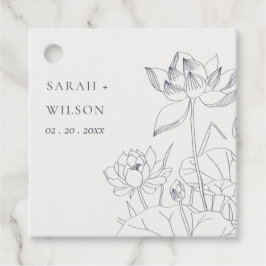 Minimal Elegant Waterlily Blommigt Sketch Bröllop Gåvor Etiketter