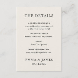 Minimal Elegant Wedding Details Card Tilläggskort