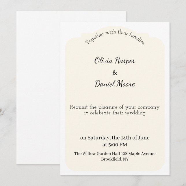 Minimal Elegant Wedding Invitation Inbjudningar (Fram/baksida)