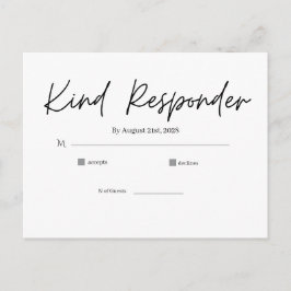 Minimal Elegant Wedding RSVP Postcard Vykort