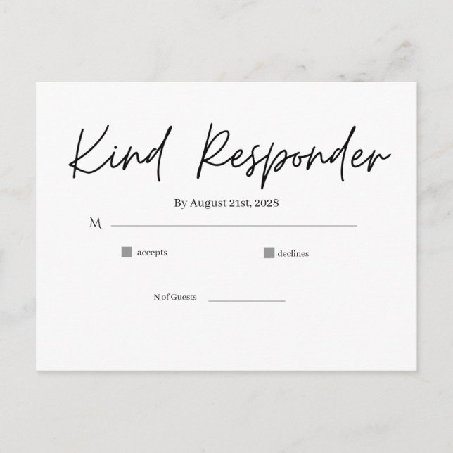 Minimal Elegant Wedding RSVP Postcard Vykort (Framsida)