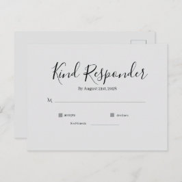 Minimal Elegant Wedding RSVP Postcard Vykort