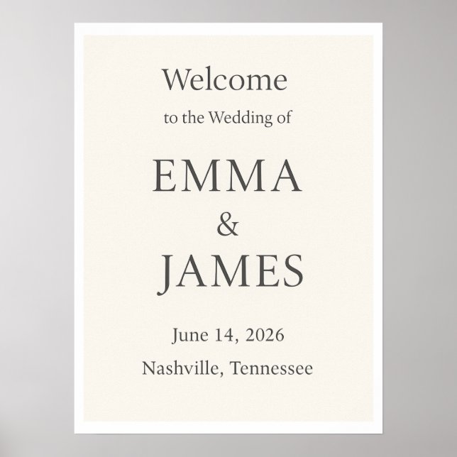 Minimal Elegant Wedding Welcome Sign | Editable 18 Poster (Framsidan)