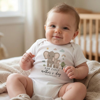 Minimal Elephant Mom Baby First Mothers Day T Shirt