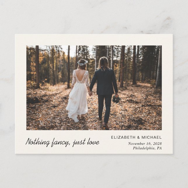 Minimal Elopement Photo Cream Meddelande Vykort (Framsida)