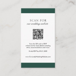 Minimal Emerald Grönt Modern QR-kod Bröllop Tilläggskort