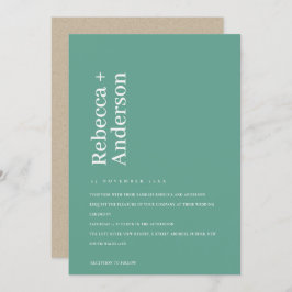 MINIMAL EMERALD GRÖNT TYPOGRAPHY WEDDING INVITE TACK KORT