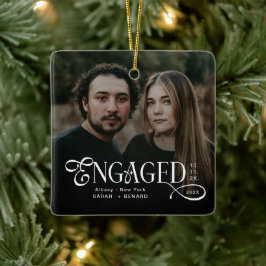 Minimal Engaged Couples 2 Photos Stylish Christmas Julgransprydnad Keramik