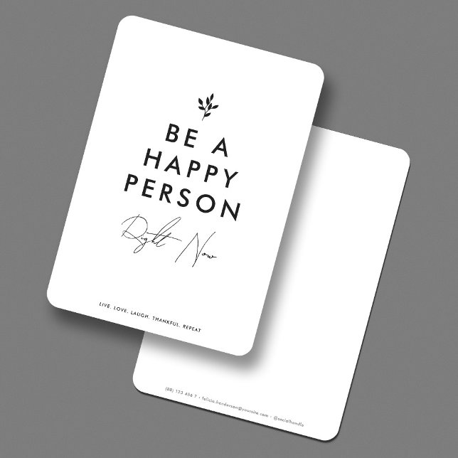 Minimal enkel att vara en Lycklig-personoffert Tack Kort (Minimal Simple Be a Happy Person Quote Thank You Card
)