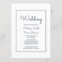 Minimal, enkel, böjande skriptbröllopsinbjudning inbjudningar