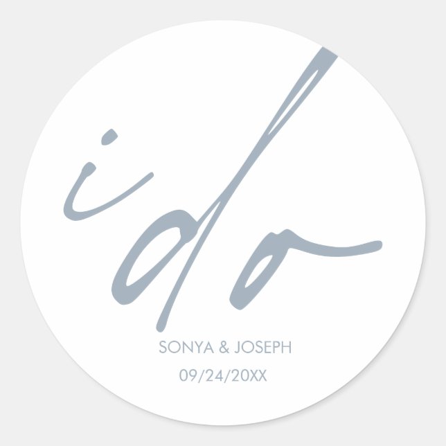 Minimal enkel bröllopsdag runt klistermärke (Framsida)