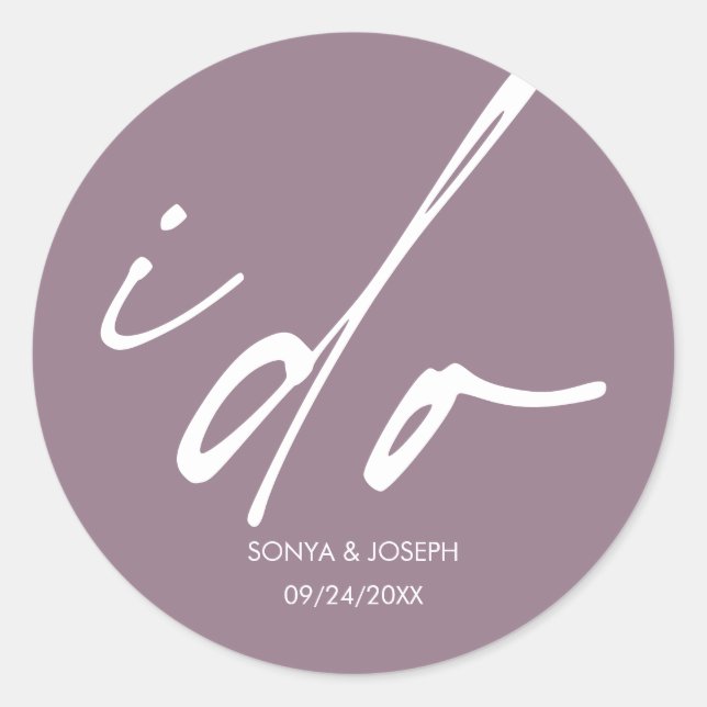 Minimal enkel bröllopsdag runt klistermärke (Framsida)