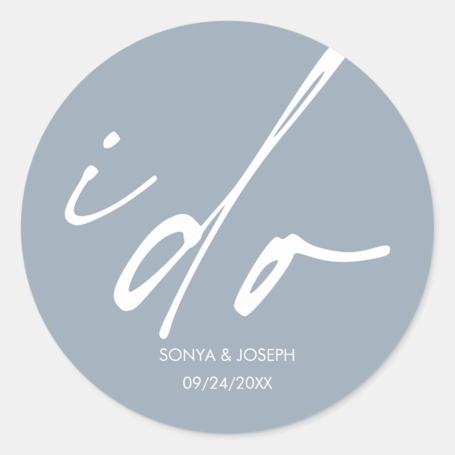 Minimal enkel bröllopsdag runt klistermärke (Framsida)