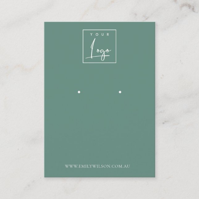 Minimal enkel Dusky Blue Grönt Earring Visning Visitkort (Framsida)