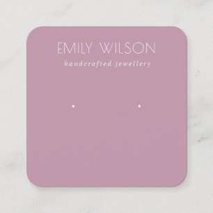 Minimal enkel Dusky Rosa Lila Earring Visning Fyrkantigt Visitkort
