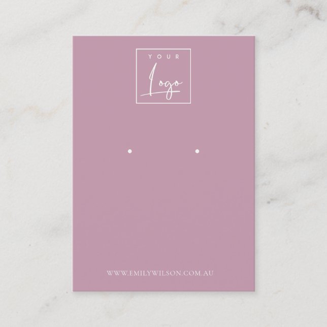 Minimal enkel Dusky Rosa Lila Earring Visning Visitkort (Framsida)