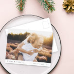 Minimal, enkel Elegant, par foto till jul Helg Vykort<br><div class="desc">Ett vykort för snyggtens helgdag med klassisk typografi "Glad helg" i svart på en ren, enkel, minimalistisk vit bakgrund. Fotot, namn och hälsning kan enkelt anpassas för personligt bruk. En enkel, minimalistisk och contemporary julklapp som utmärker den här julhelgen! Bilden som visas är endast avsedd som illustration för att ersättas...</div>