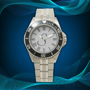 Minimal enkel första monogram romerska siffror armbandsur