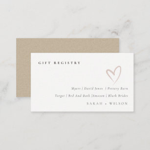 Minimal enkel  Heart Bröllop Gift-registrering Tilläggskort