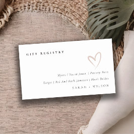 Minimal enkel Heart Bröllop Gift-registrering Tilläggskort