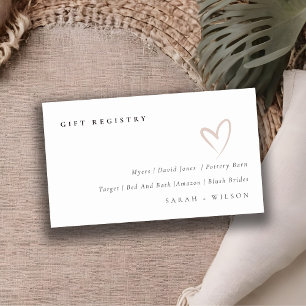 Minimal enkel Heart Bröllop Gift-registrering Tilläggskort