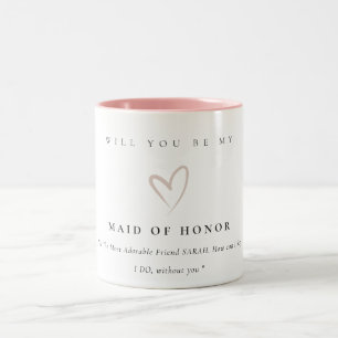 Minimal enkel hjärt-Maid of honor-gåva Två-Tonad Mugg