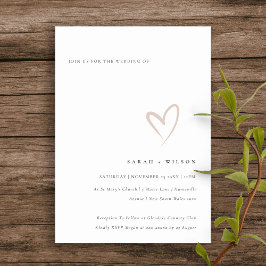 Minimal enkel inbjudan till Rosa Heart Wedding
