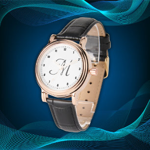 Minimal enkel inledande monogramtal svart armbandsur