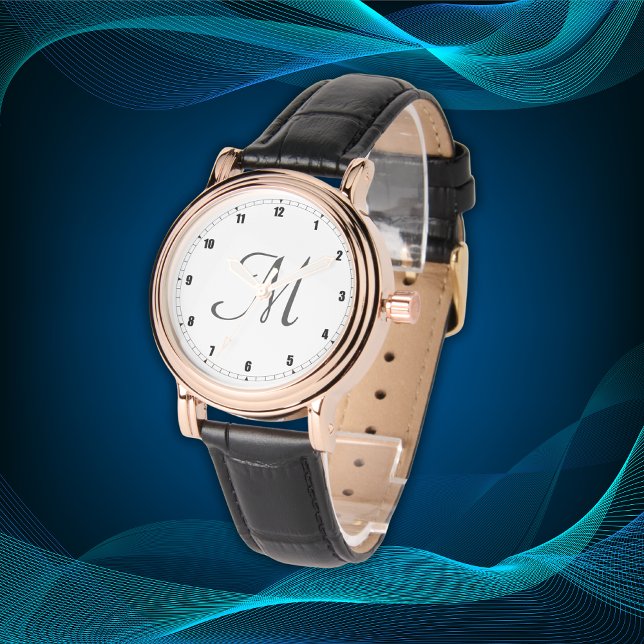 Minimal enkel inledande monogramtal svart | armbandsur (Skapare uppladdad)