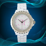 Minimal enkel inledande monogramtalerRosa | Armbandsur<br><div class="desc">Lägg till lite elegans och gnistra till din ensemble med den här krävande dam-klockan. Den vita uppringningen har minimalistiska siffror och ett förfinat inledande monogram för rosa, skapande ett sofistikerat och rent estetiskt. När man omringar klockan ansikte ger känsliga nosoner en glamorös accent som höjer den övergripande utformningen. Det här...</div>