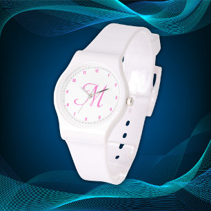 Minimal enkel inledande monogramtalerRosa Armbandsur
