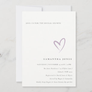 Minimal enkel Lavender Lilac Heart-Möhippa Inbjudningar