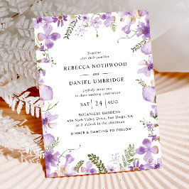 Minimal enkel Lilac Wildblommor Bröllop Inbjudningar