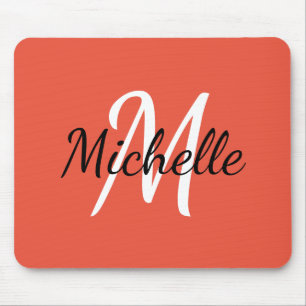 Minimal enkel monogram inledande koral och vit Nam Musmatta